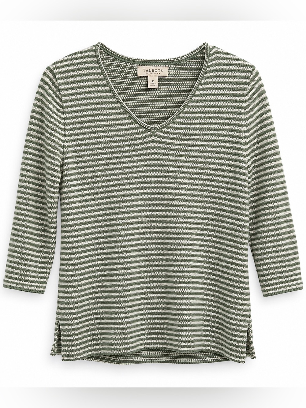 Talbots Striped V-Neck light weight sweater